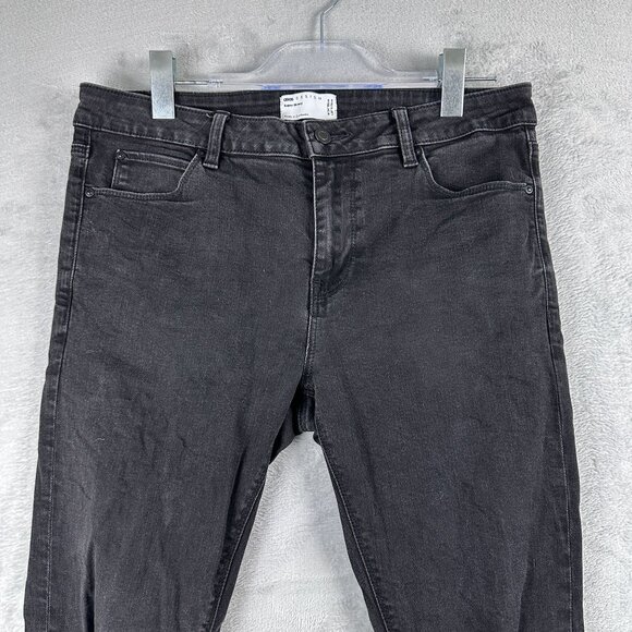 Asos Design Super Skinny Jeans Womens Size W34X30L Distressed Mid Rise Black - Picture 3 of 11